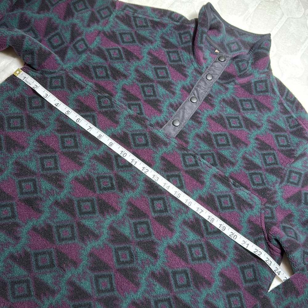 Woolrich Womens Vintage Fleece Pullover XL Aztec Print Snap Mock Neck 90s‎ - Picture 6 of 12